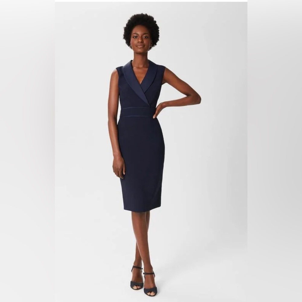 NWT Hobbs London Kara Tux Shift Dress, Midnight Navy, US Size 6 - Picture 4 of 9